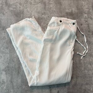 White Casual wide leg pants vacation summer lightweight pants